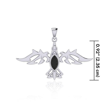Modern Raven with Gemstone Silver Jewelry Pendant TPD5253 - Jewelry